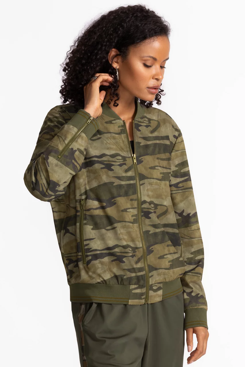 Johnny Was BEE ACTIVE DROP SHOULDER BOMBER JACKET Molly Camo