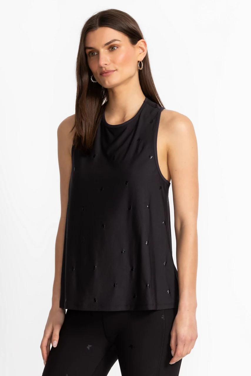 Johnny Was BEE ACTIVE HIGH NECK ACTIVE SWING TANK Black