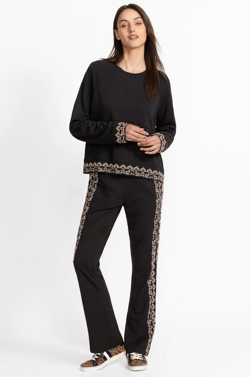 Johnny Was BEE ACTIVE LONG SLEEVE CREW PULLOVER TEE Black