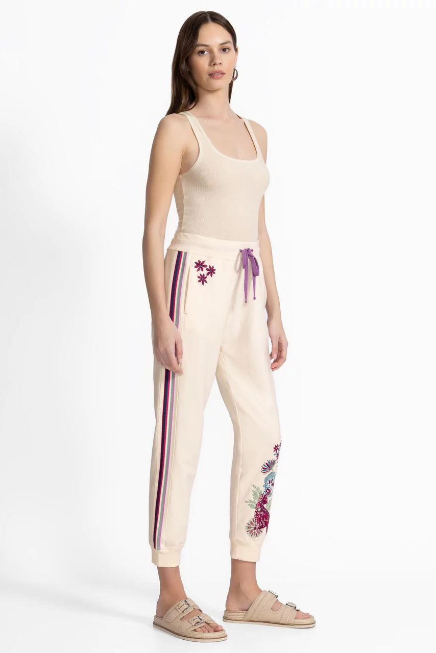 Johnny Was BEE ACTIVE RELAXED TAPE JOGGER Off White