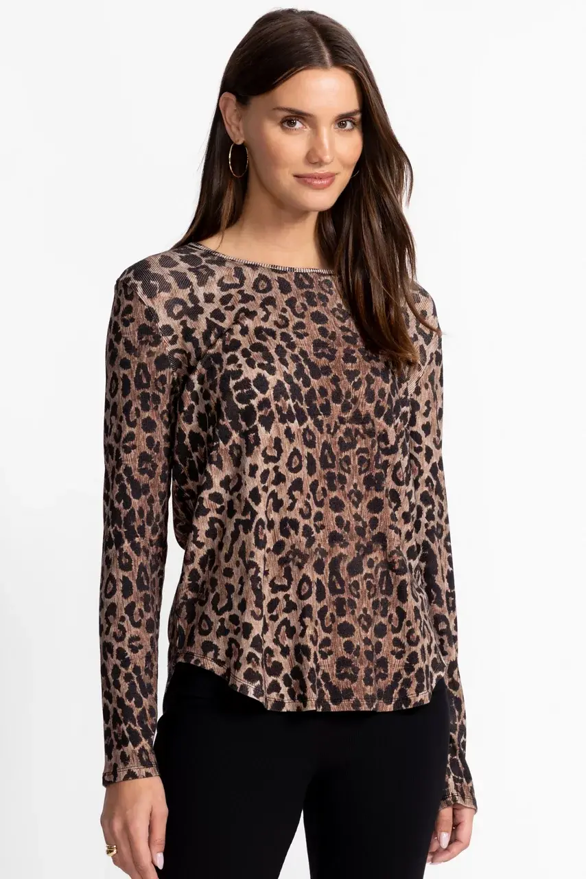 johnny was BEE ACTIVE RIBBED LONG SLEEVE TEE Ash Leopard