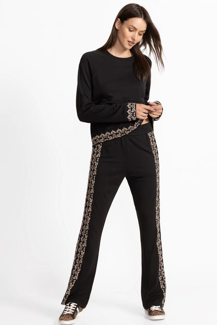 Johnny Was BEE ACTIVE WIDE LEG JETSETTER PANT Black