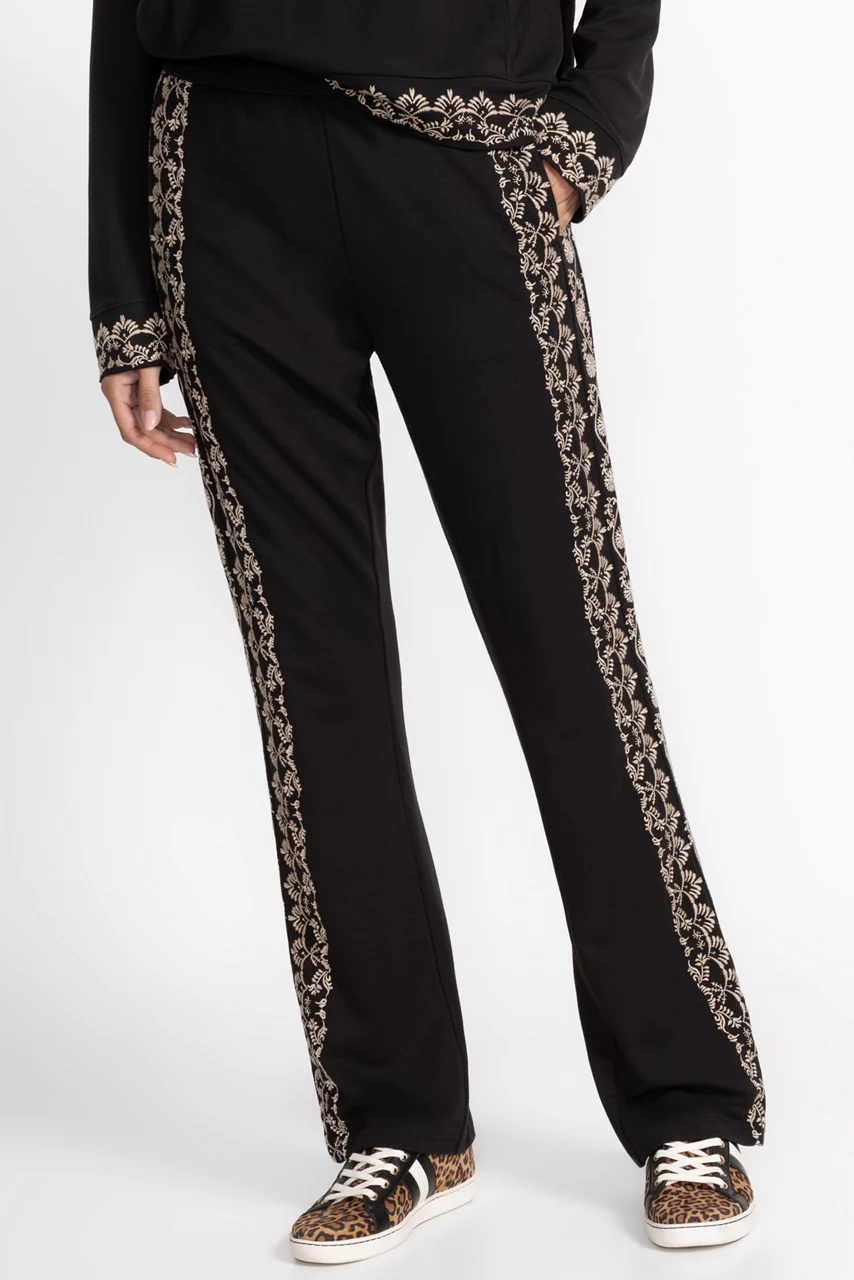 Johnny Was BEE ACTIVE WIDE LEG JETSETTER PANT Black