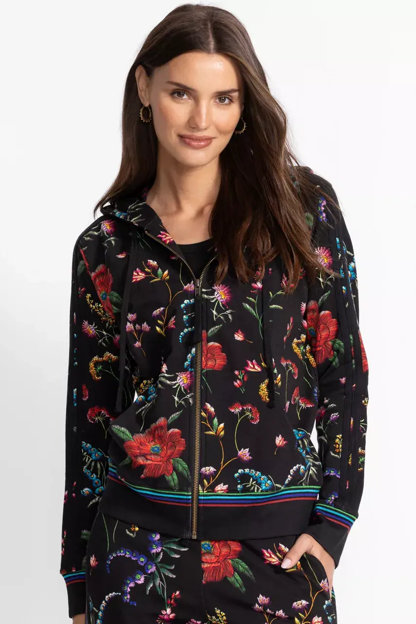 Johnny Was BEE ACTIVE ZIP FRONT HOODIE WITH TAPE Mayra