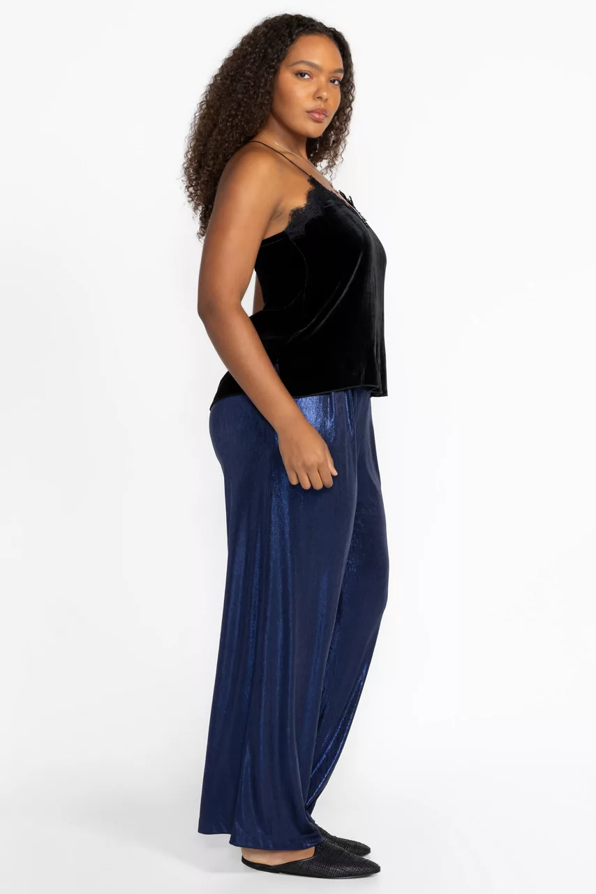 Johnny Was BRISTOL KNIT PANT Metallic Sapphire Blue