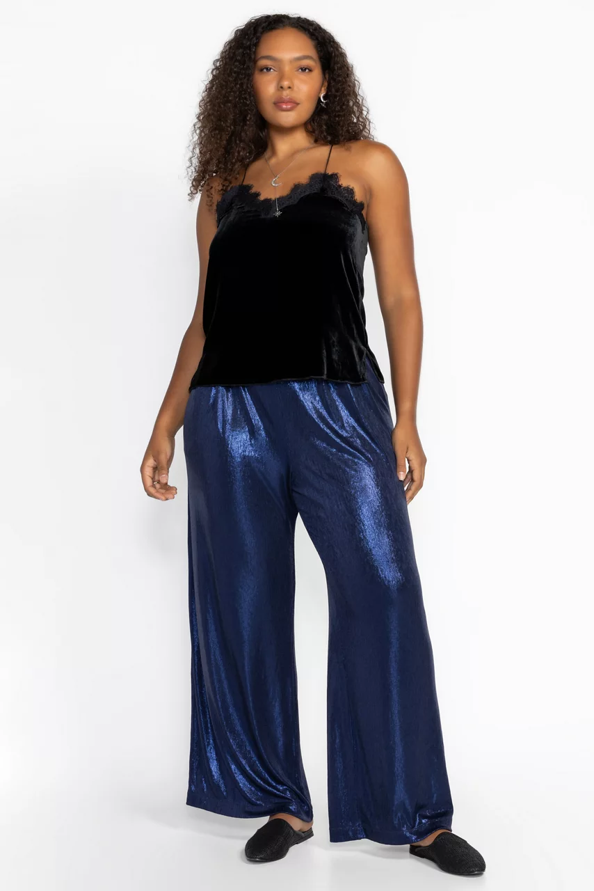 Johnny Was BRISTOL KNIT PANT Metallic Sapphire Blue