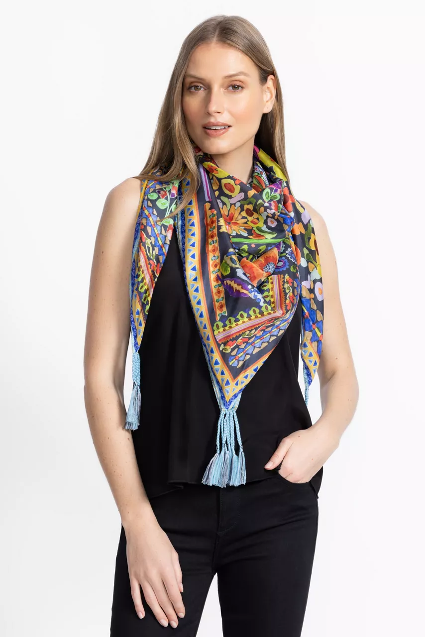 Johnny Was BRUSH PAINTED SILK SCARF Brush Painted Scarf