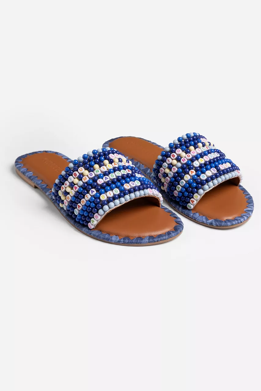 Johnny Was CALIFORNIA DESTINATION BEADED SANDAL Dark Blue