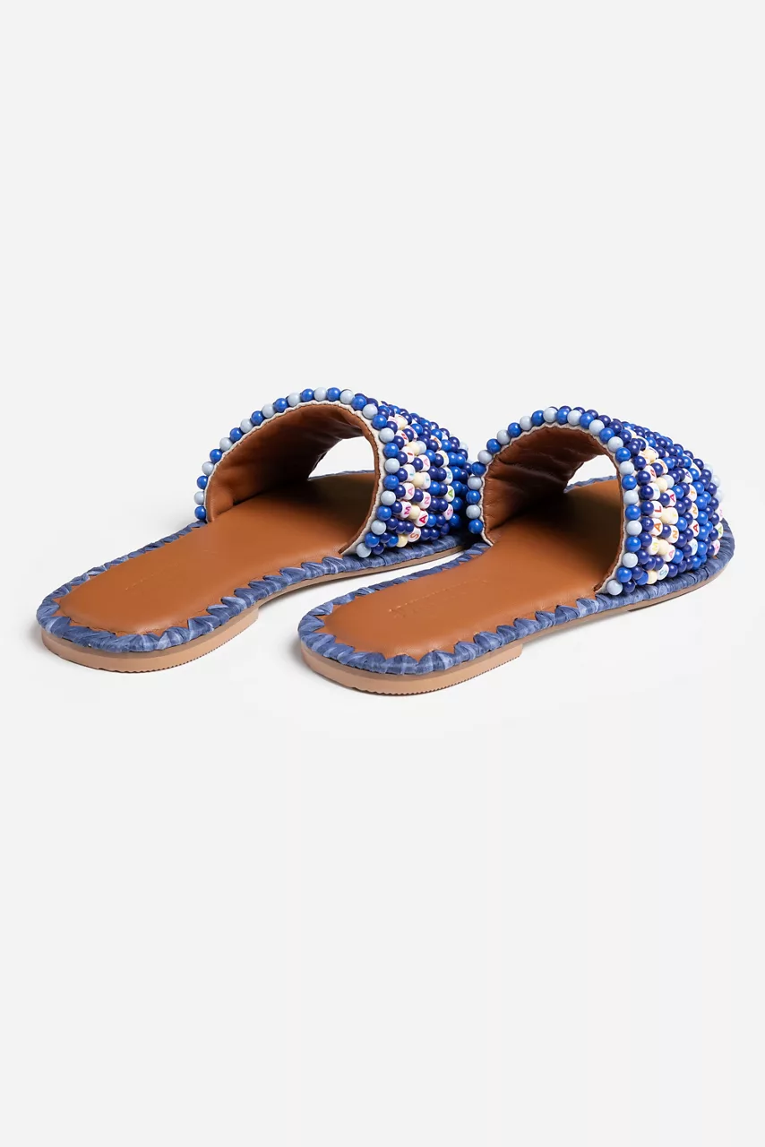 Johnny Was CALIFORNIA DESTINATION BEADED SANDAL Dark Blue