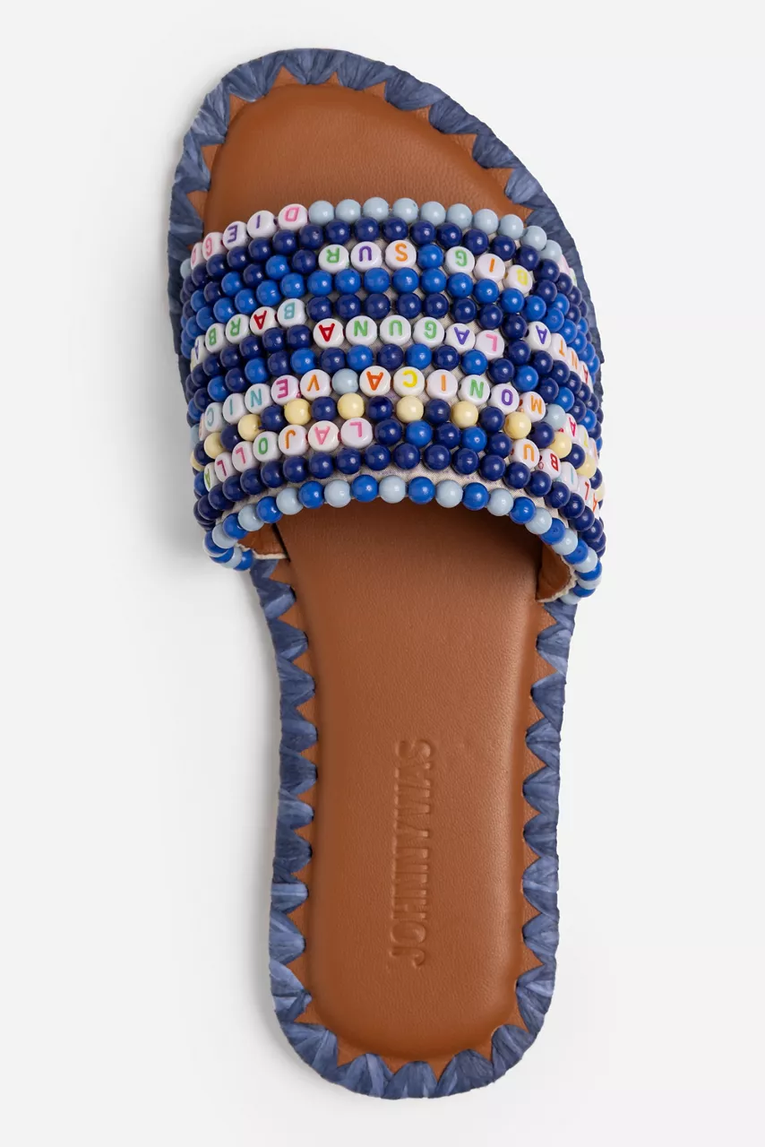 Johnny Was CALIFORNIA DESTINATION BEADED SANDAL Dark Blue