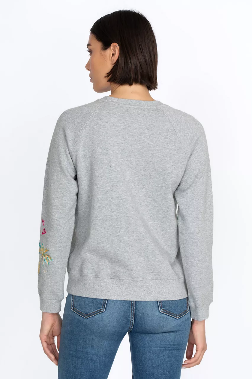 Johnny Was California Raglan Sweatshirt Heather Grey