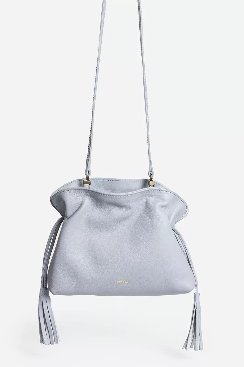 Johnny Was CINCH POUCH ITALIAN LEATHER CROSSBODY Morning Grey