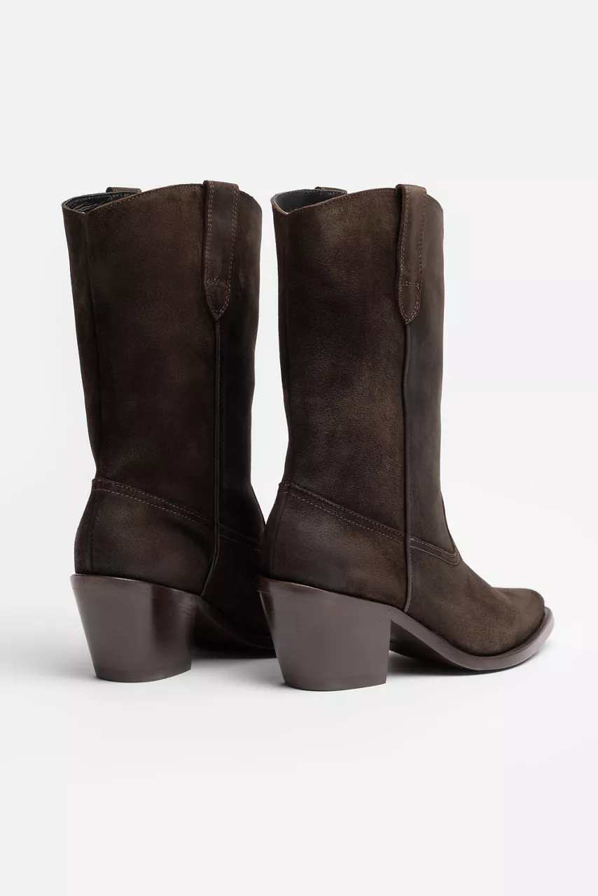 Johnny Was CIOCCOLATO ITALIAN SUEDE WESTERN BOOT Chocolate