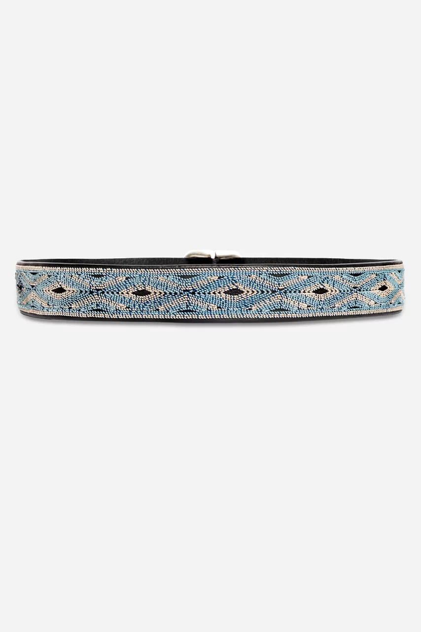 Johnny Was CUCIRE EMBROIDERED ITALIAN LEATHER BELT Black