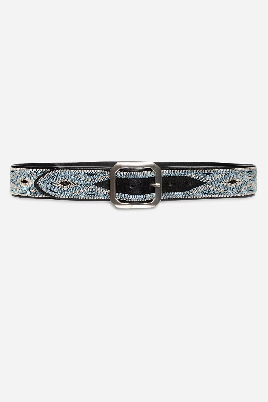 johnny was CUCIRE EMBROIDERED ITALIAN LEATHER BELT Black