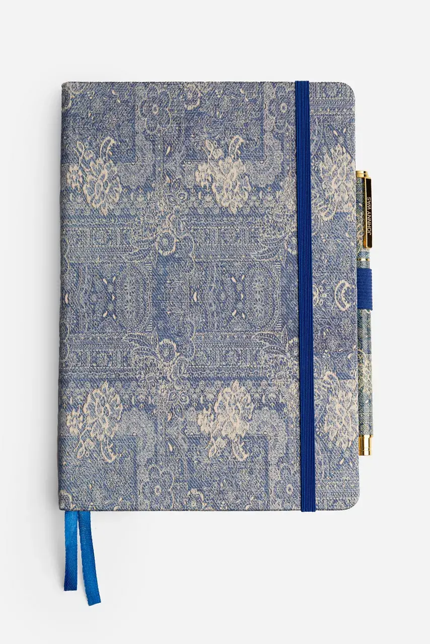 johnny was DENIM EMBROIDERY JOURNAL AND PEN SET Denim Print