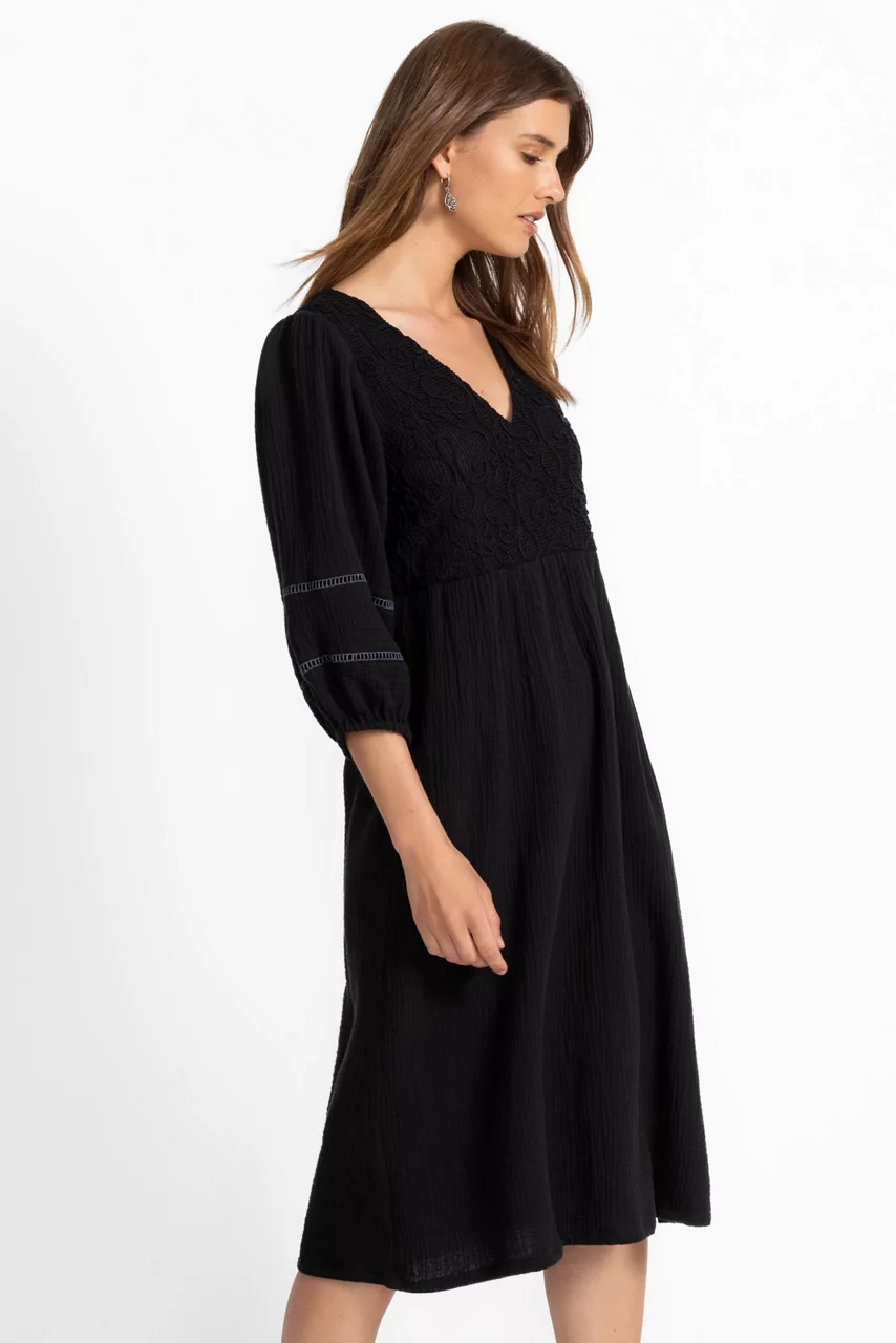 Johnny Was DOLMAN MIDI WITH CONTRAST YOKE Black Beauty