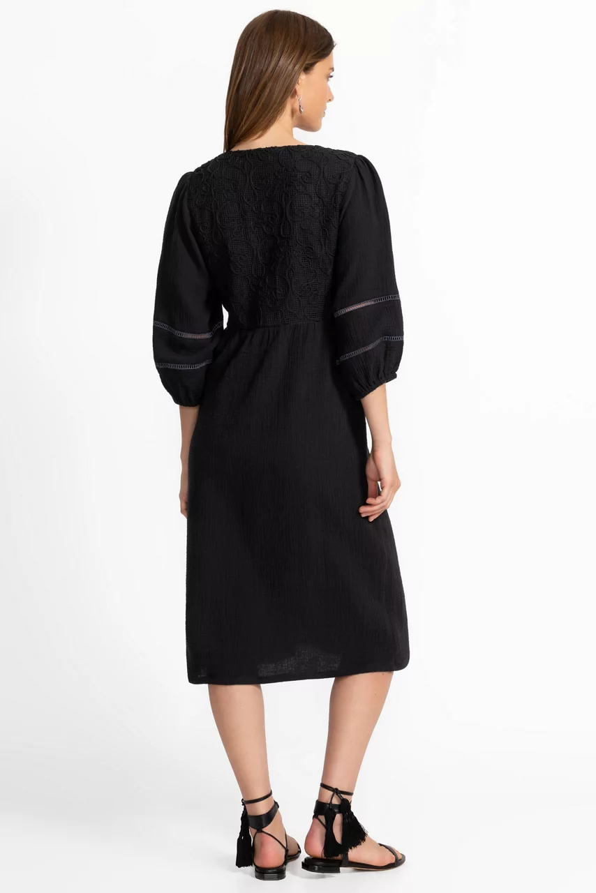 Johnny Was DOLMAN MIDI WITH CONTRAST YOKE Black Beauty