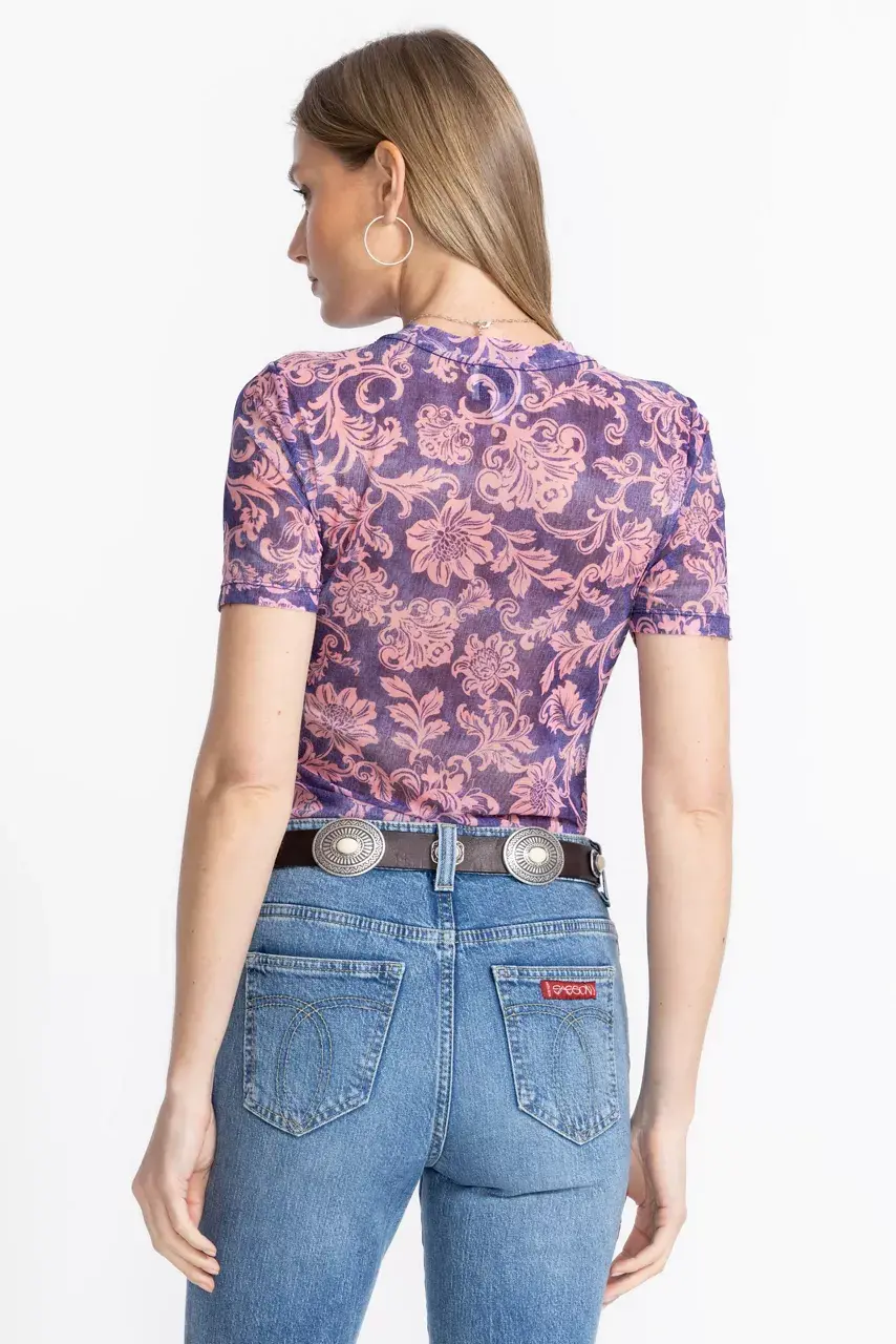Johnny Was ELEANOR SHORT SLEEVE MESH TEE Florentina