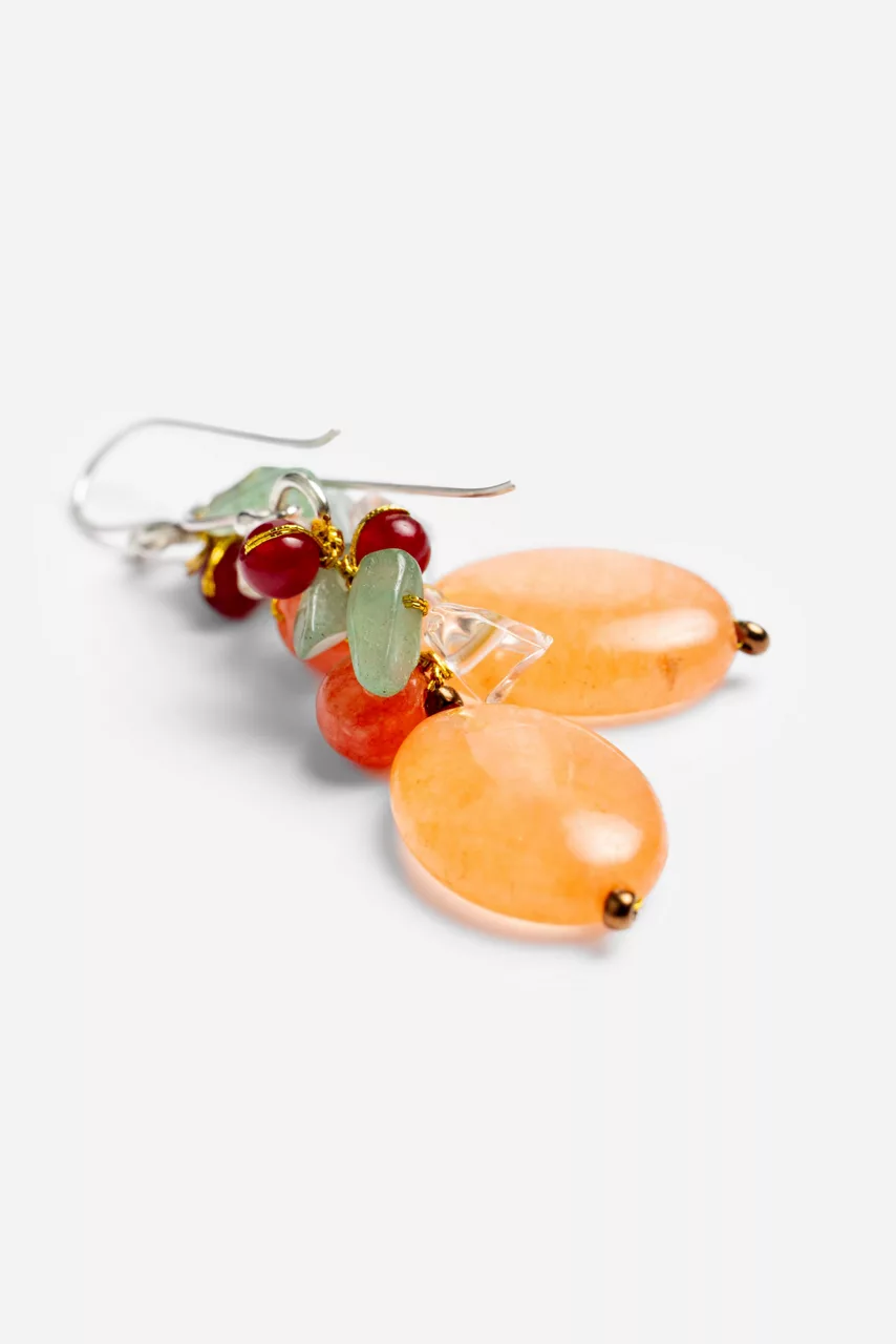 Johnny Was EXOTIC ORANGE CLUSTER EARRINGS Cadmium Orange
