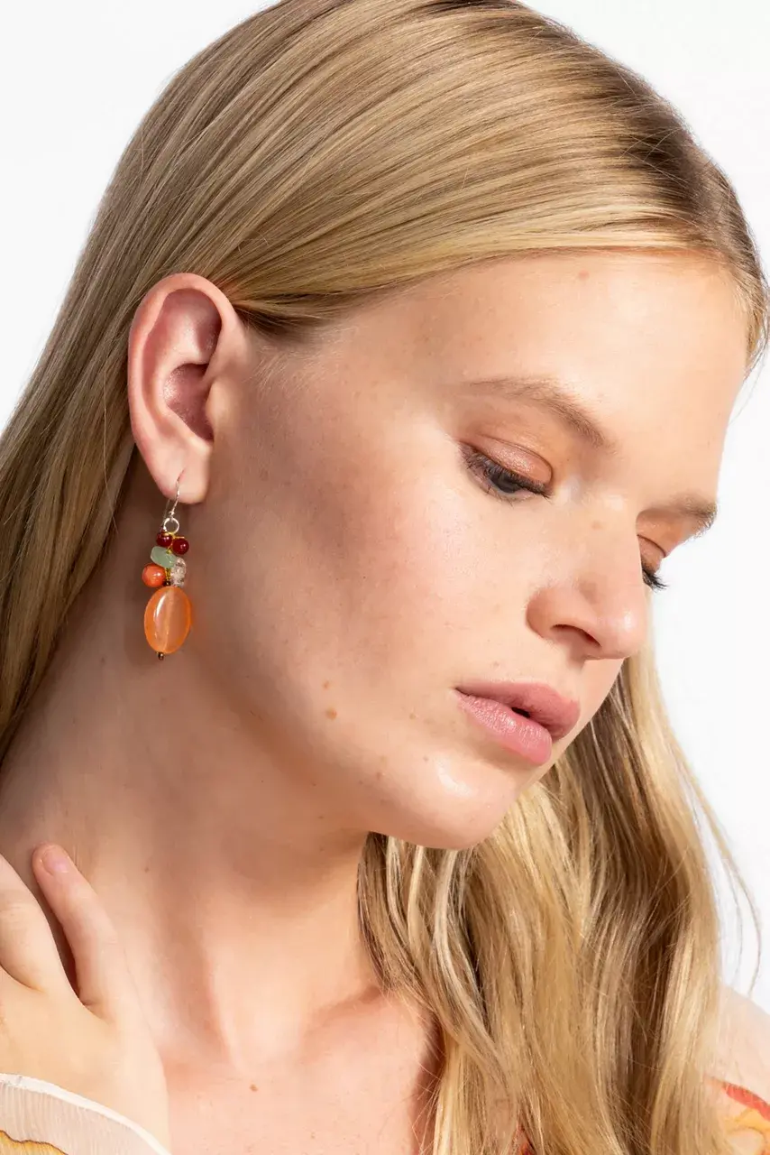 Johnny Was EXOTIC ORANGE CLUSTER EARRINGS Cadmium Orange