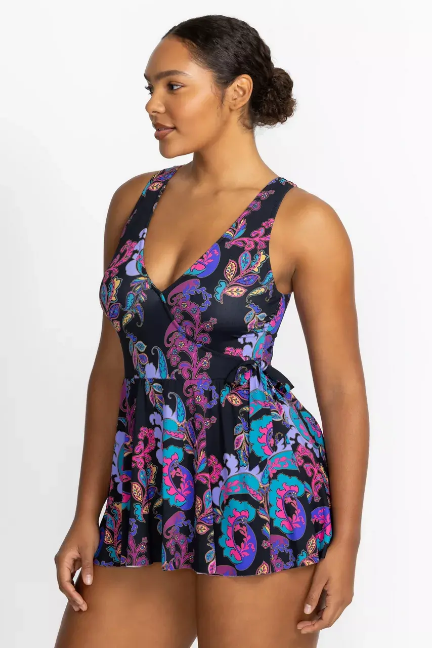 Johnny Was FATIMA WRAP SKIRTED ONE PIECE Fatima Black