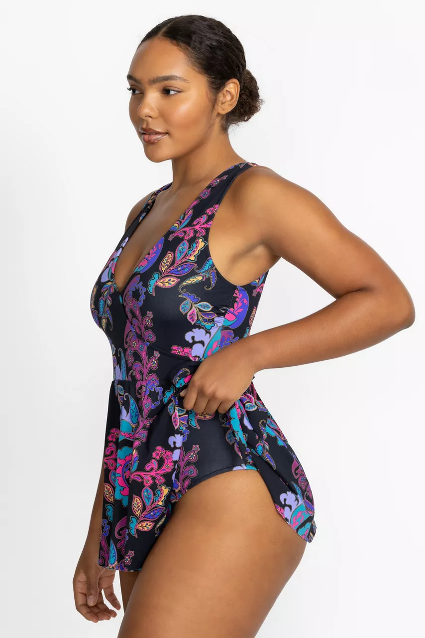 Johnny Was FATIMA WRAP SKIRTED ONE PIECE Fatima Black