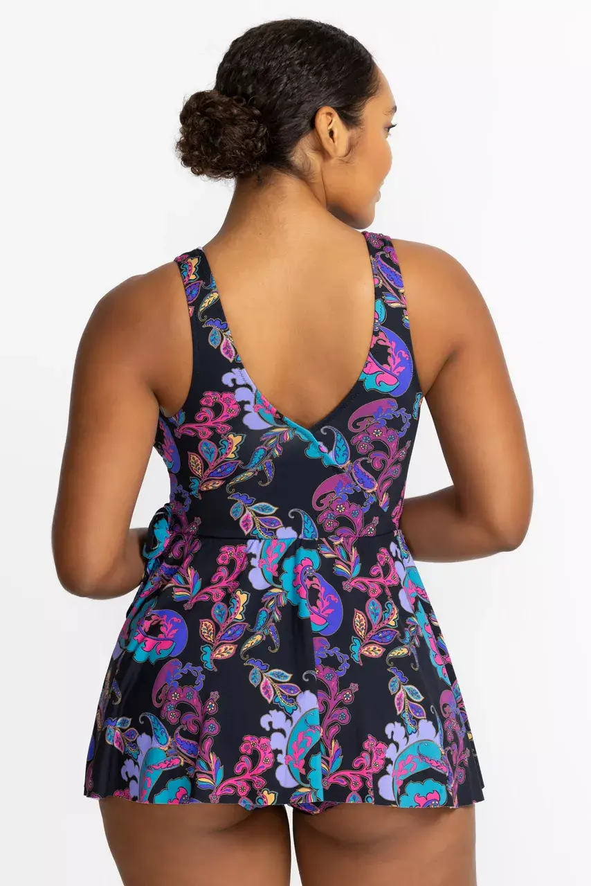 Johnny Was FATIMA WRAP SKIRTED ONE PIECE Fatima Black