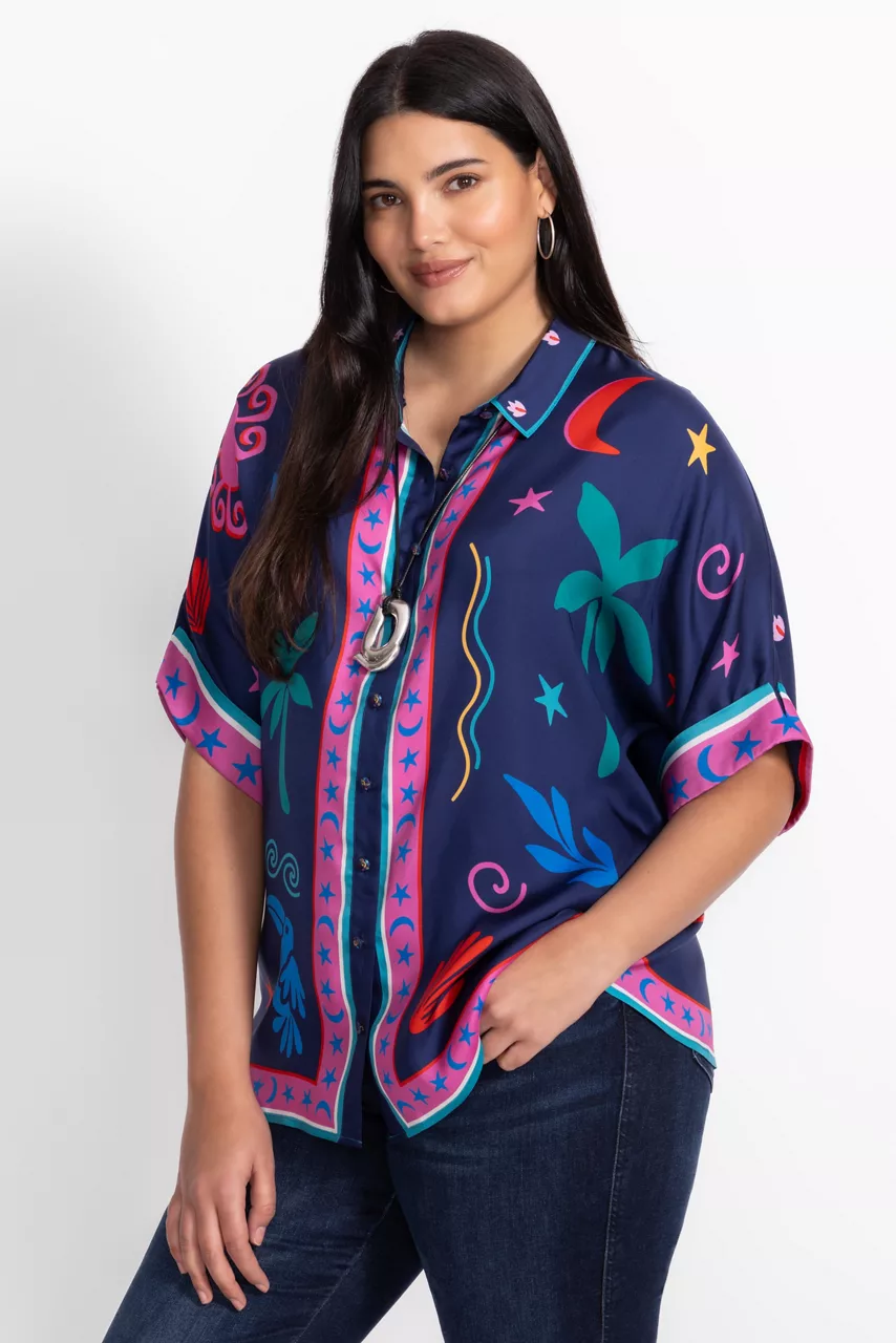 Johnny Was FERNANDA BUTTON DOWN SHIRT Palomas Island