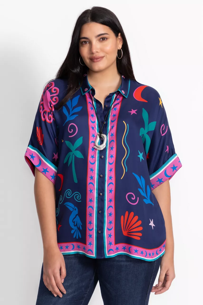 Johnny Was FERNANDA BUTTON DOWN SHIRT Palomas Island