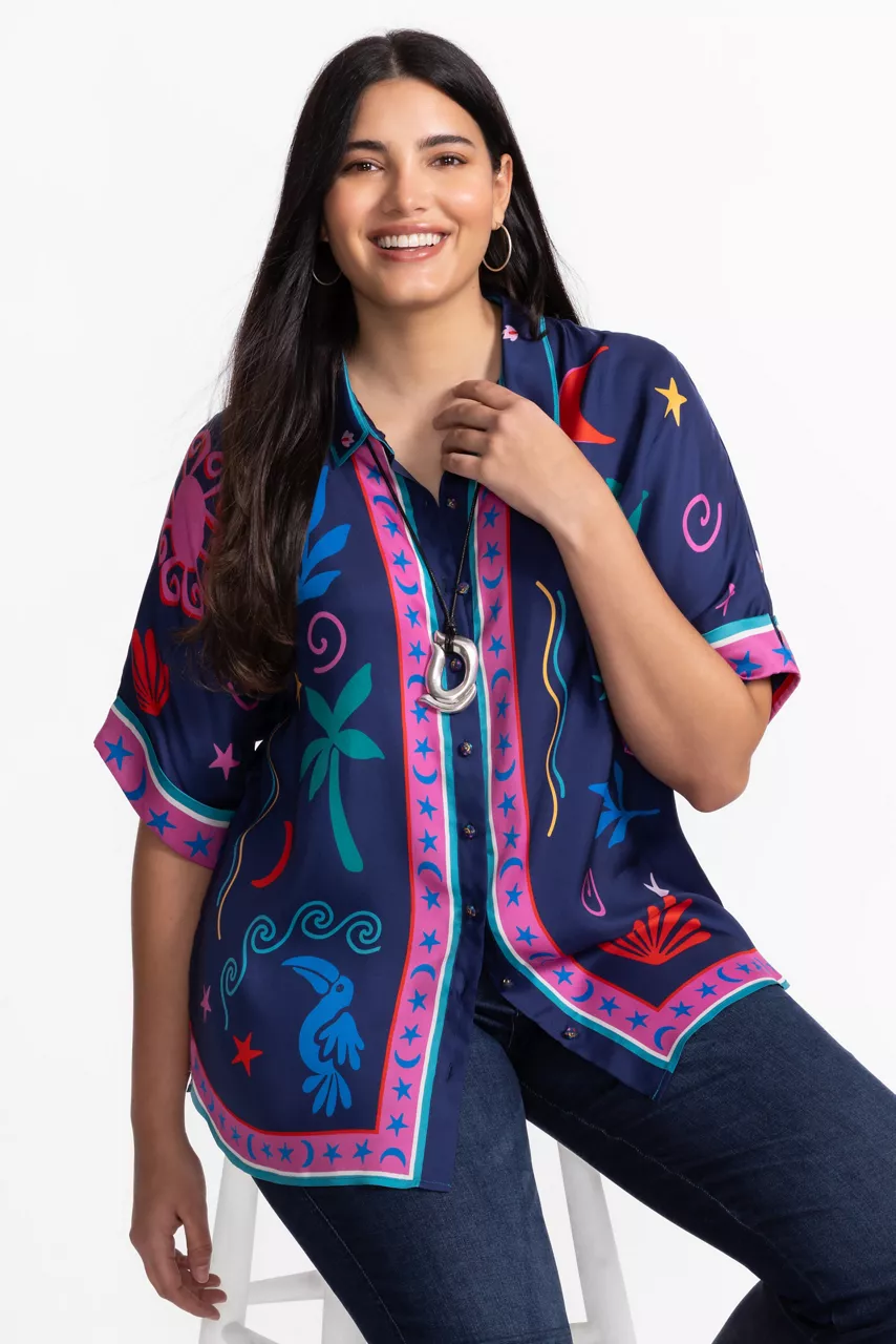 johnny was FERNANDA BUTTON DOWN SHIRT Palomas Island