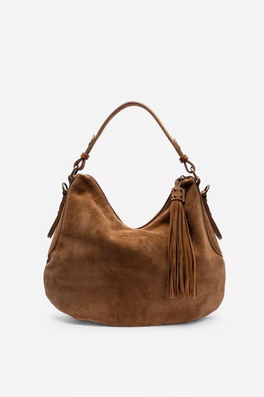 Johnny Was FLORRIE EMBROIDERED ITALIAN SUEDE SADDLE Brandy