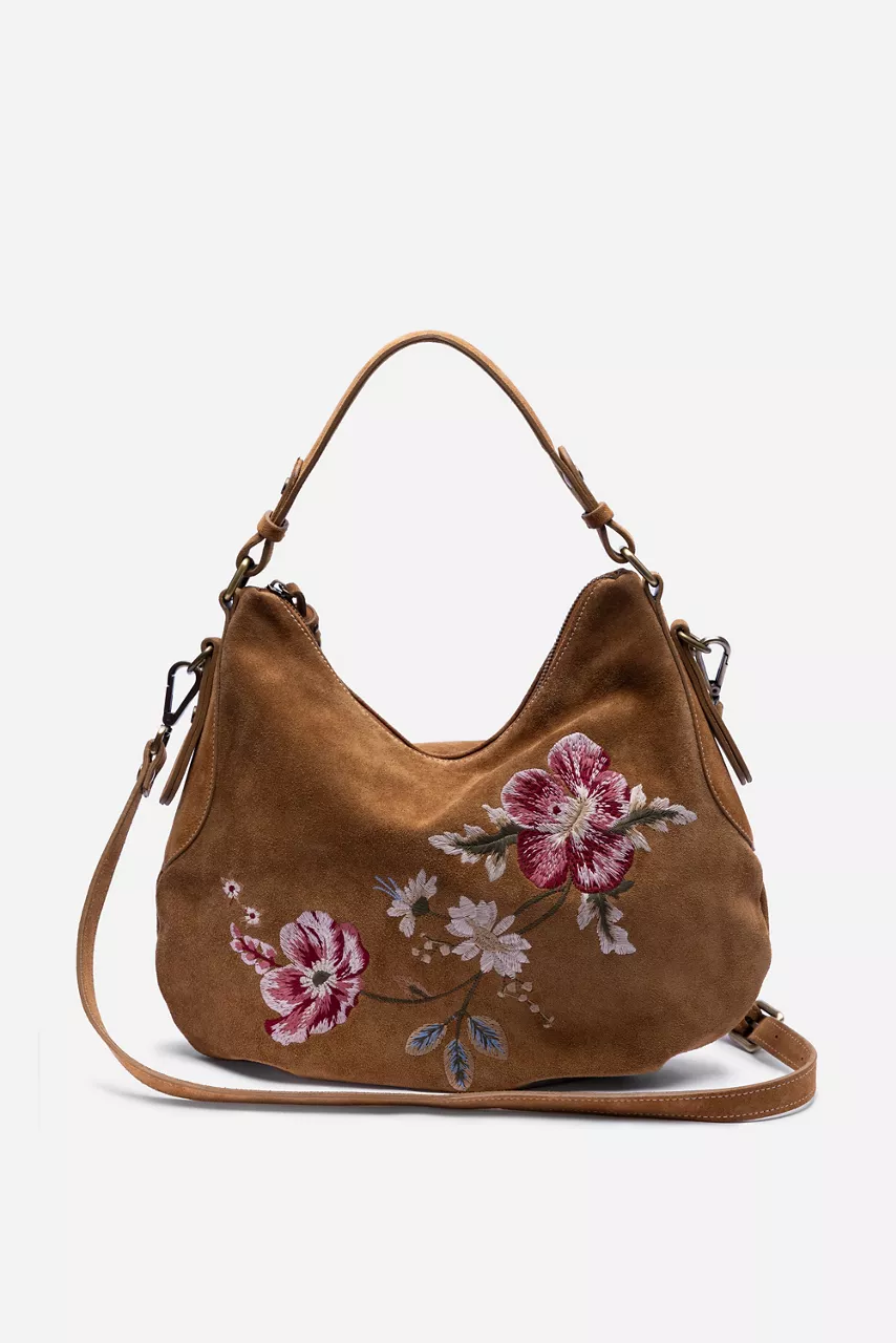 johnny was FLORRIE EMBROIDERED ITALIAN SUEDE SADDLE Brandy