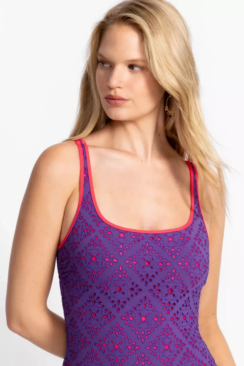 Johnny Was FRISELL EYELET TANK ONE PIECE Frisell Eyelet Purple-red