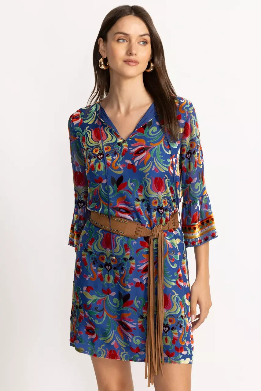 Johnny Was HANDBEADED ITALIAN SUEDE TASSEL BELT Tan