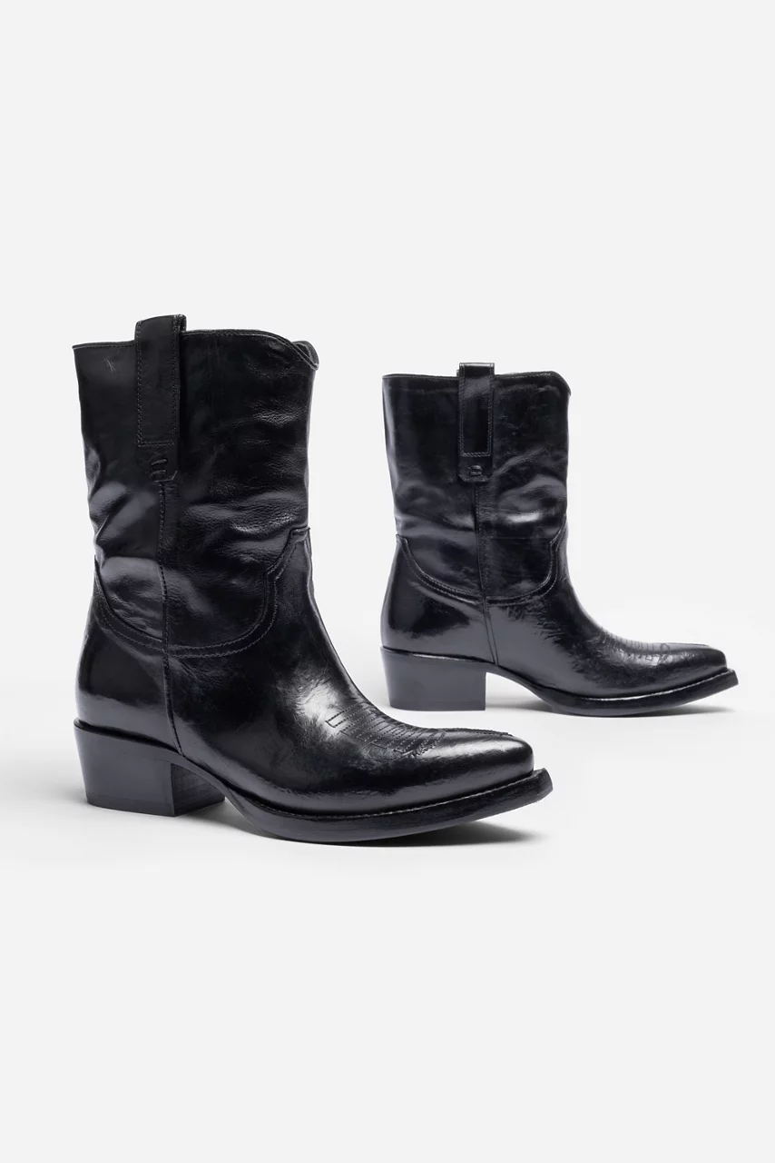 Johnny Was ITALIAN LEATHER WESTERN RIDING BOOT Black