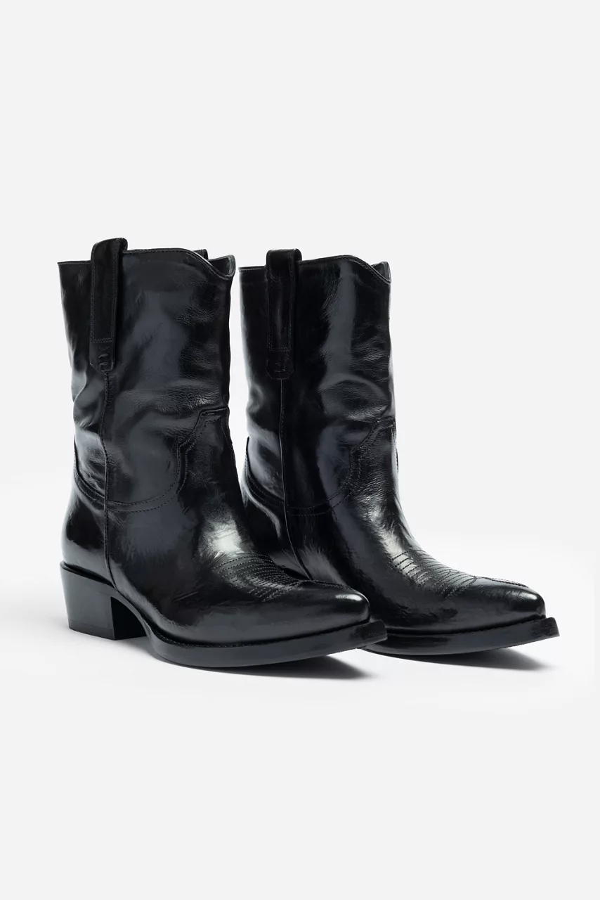 Johnny Was ITALIAN LEATHER WESTERN RIDING BOOT Black