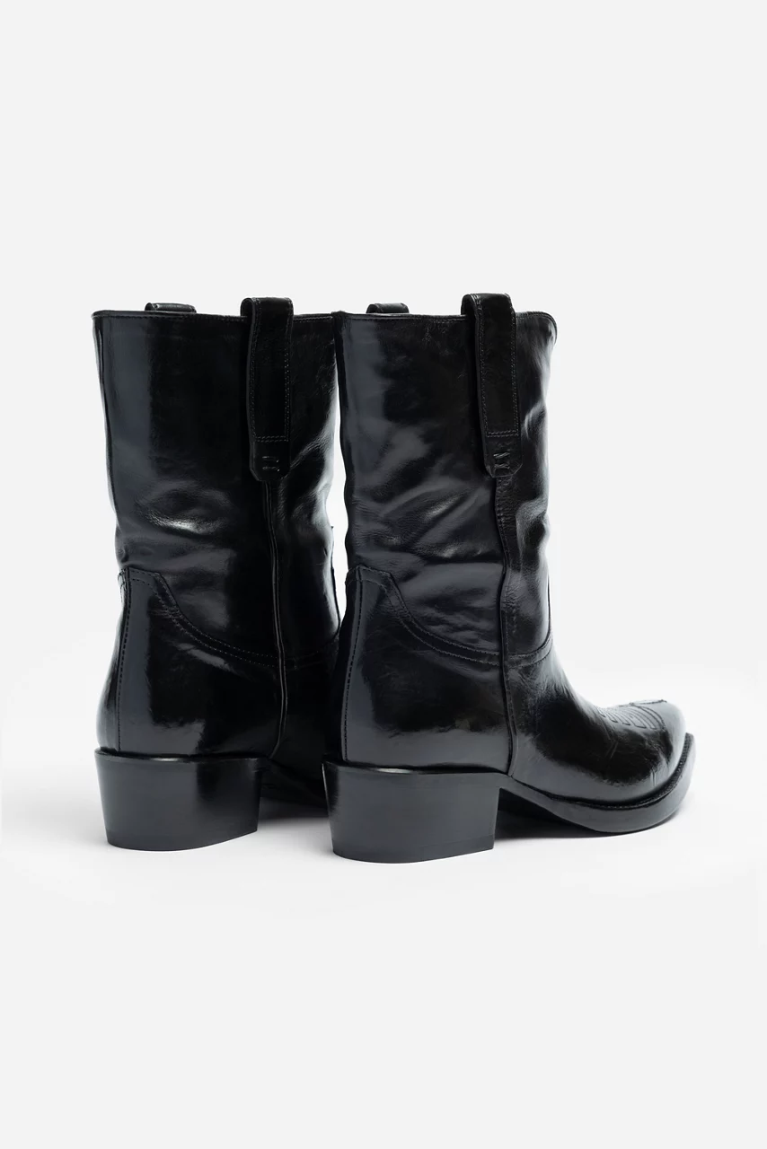 Johnny Was ITALIAN LEATHER WESTERN RIDING BOOT Black