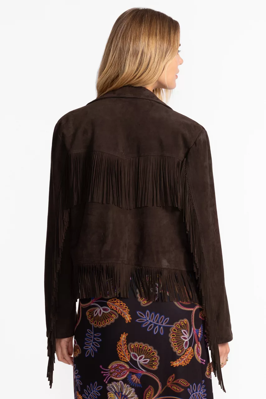Johnny Was ITALIAN SUEDE FRINGE CROPPED JACKET T.moro