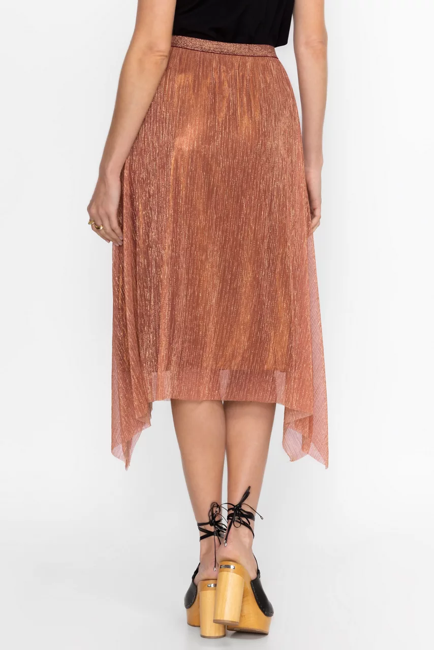 Johnny Was JILLIAN HANDKERCHIEF MIDI SKIRT Metallic Melon