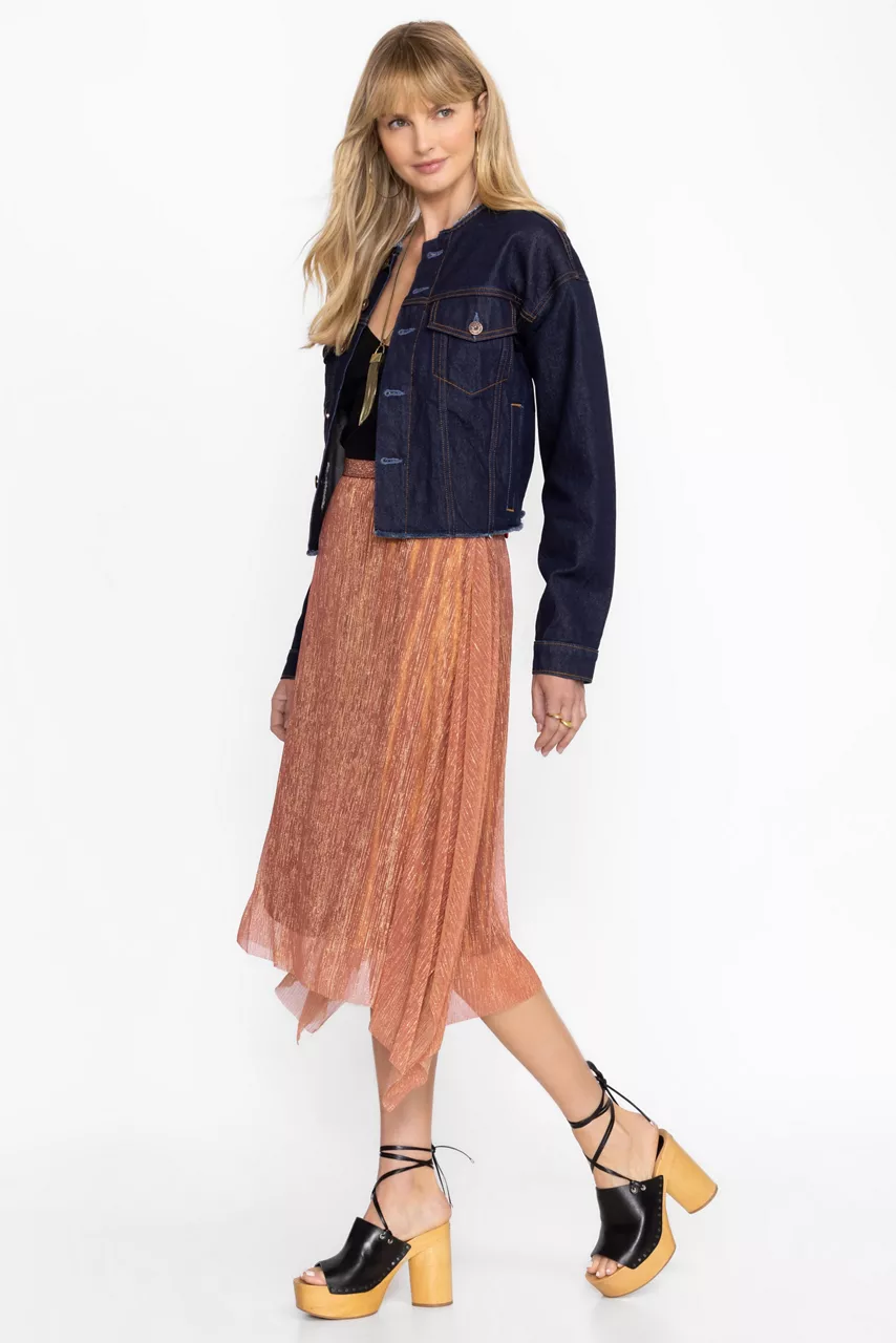 johnny was JILLIAN HANDKERCHIEF MIDI SKIRT Metallic Melon