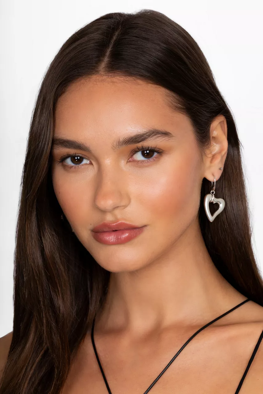 Johnny Was ABSTRACT HEART EARRINGS Silver