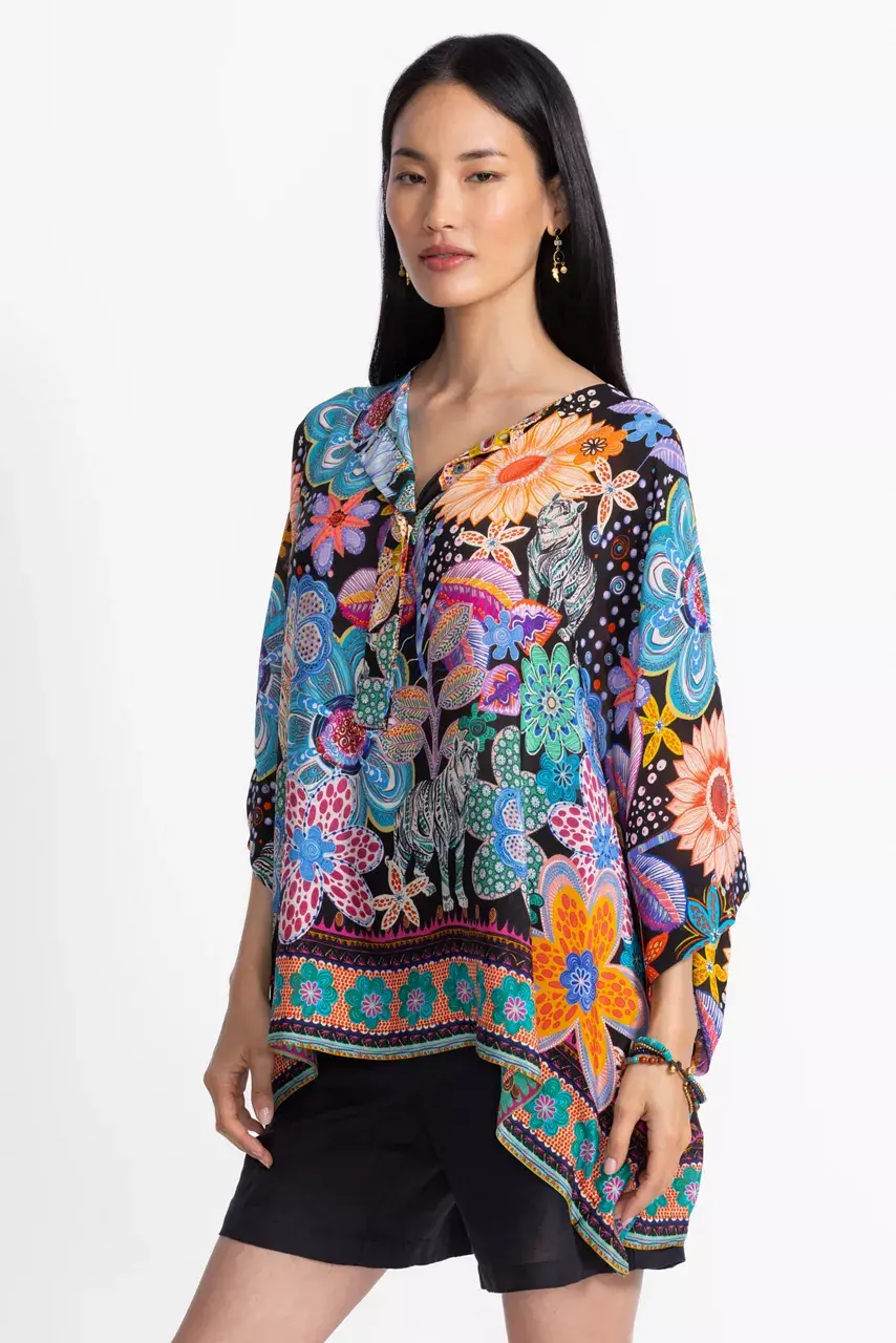 Johnny Was ALETIKA PONCHO Caetana Allover Print