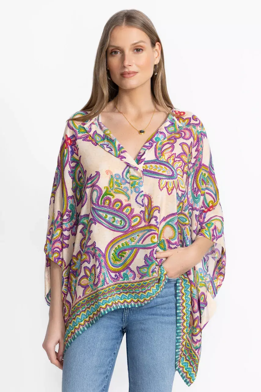 Johnny Was ALETIKA PONCHO Light Paisley