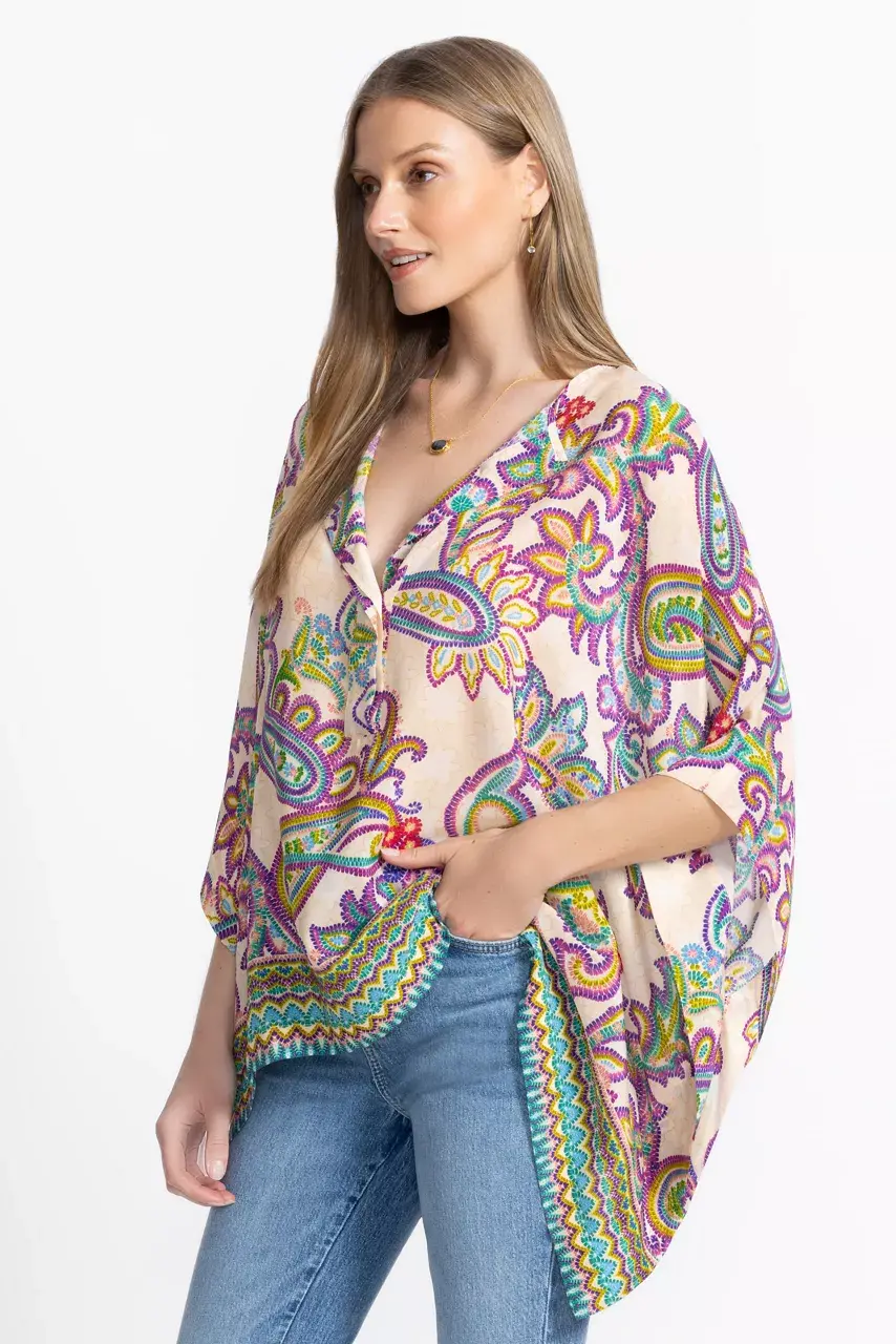 Johnny Was ALETIKA PONCHO Light Paisley