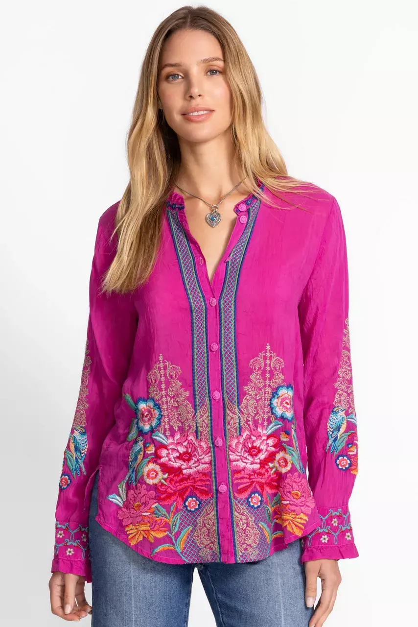 Johnny Was AMYLE SHIRT Festival Fuschia