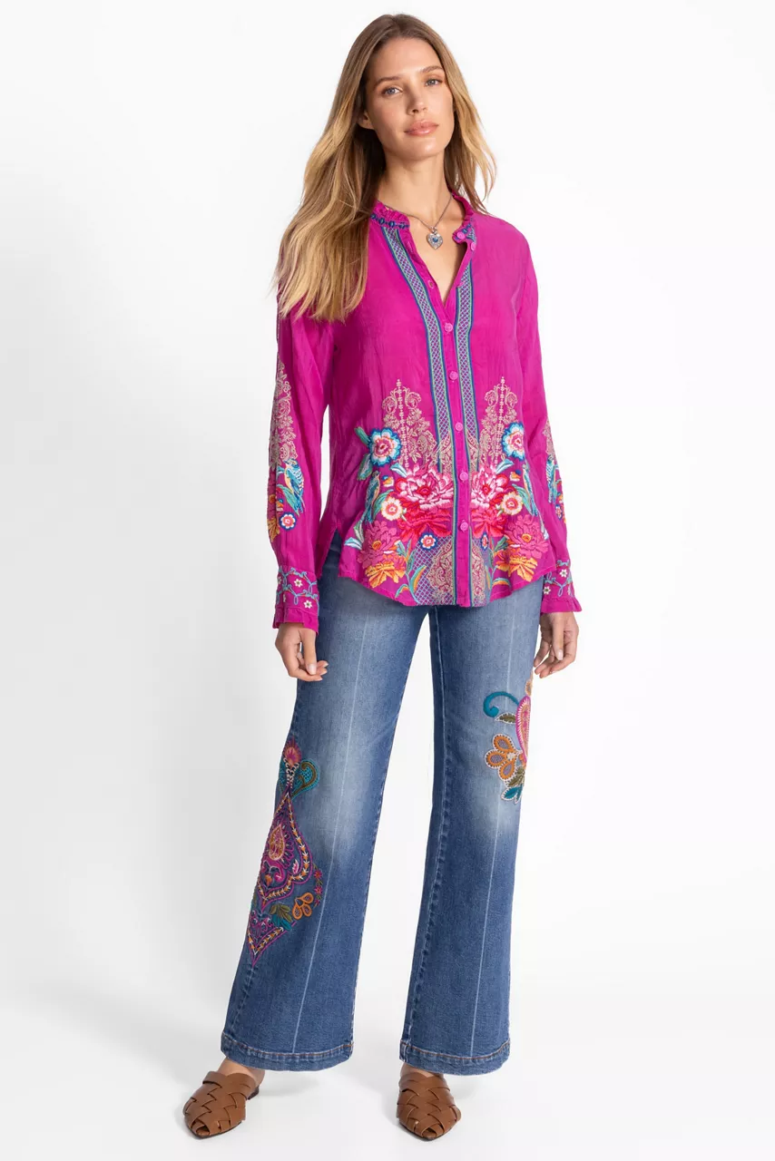 Johnny Was AMYLE SHIRT Festival Fuschia