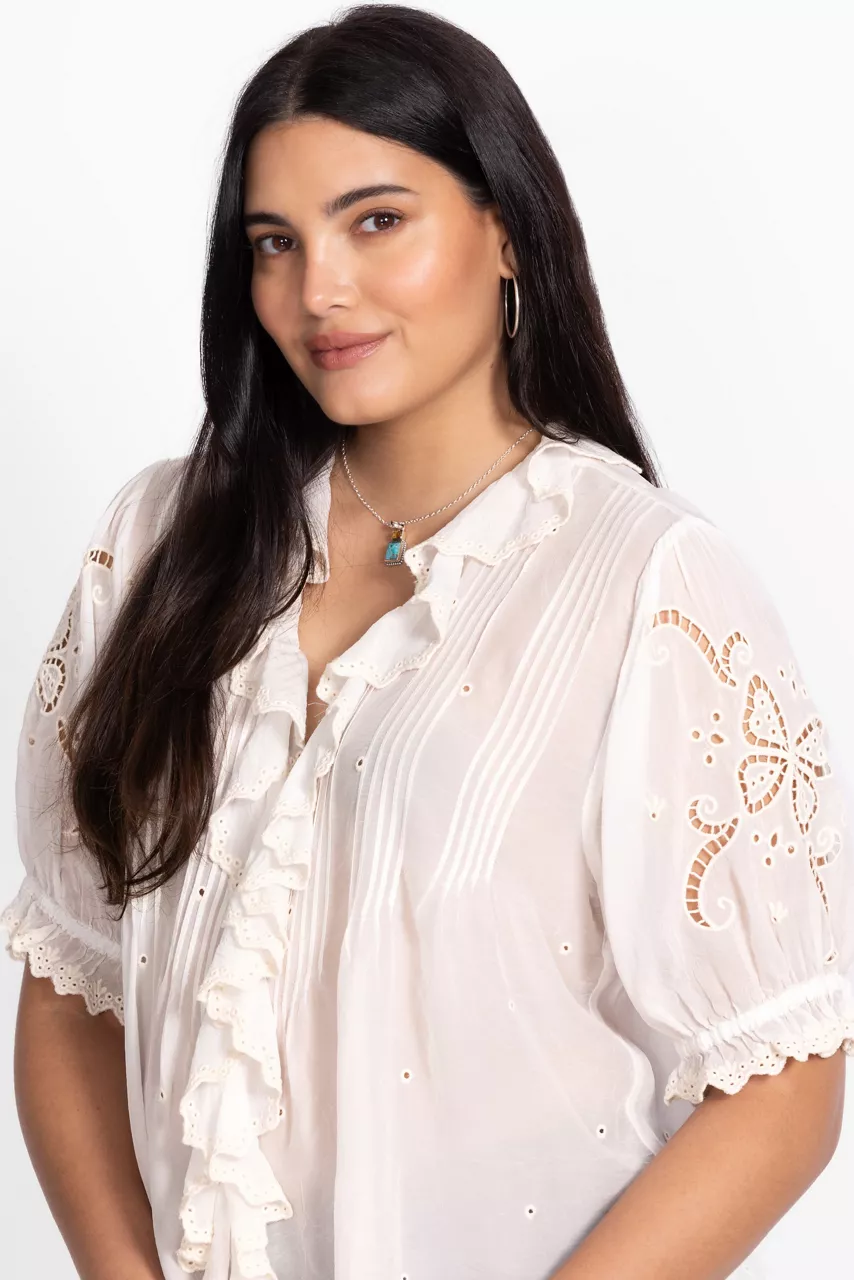 Johnny Was ANETTE RUFFLE BLOUSE Natural