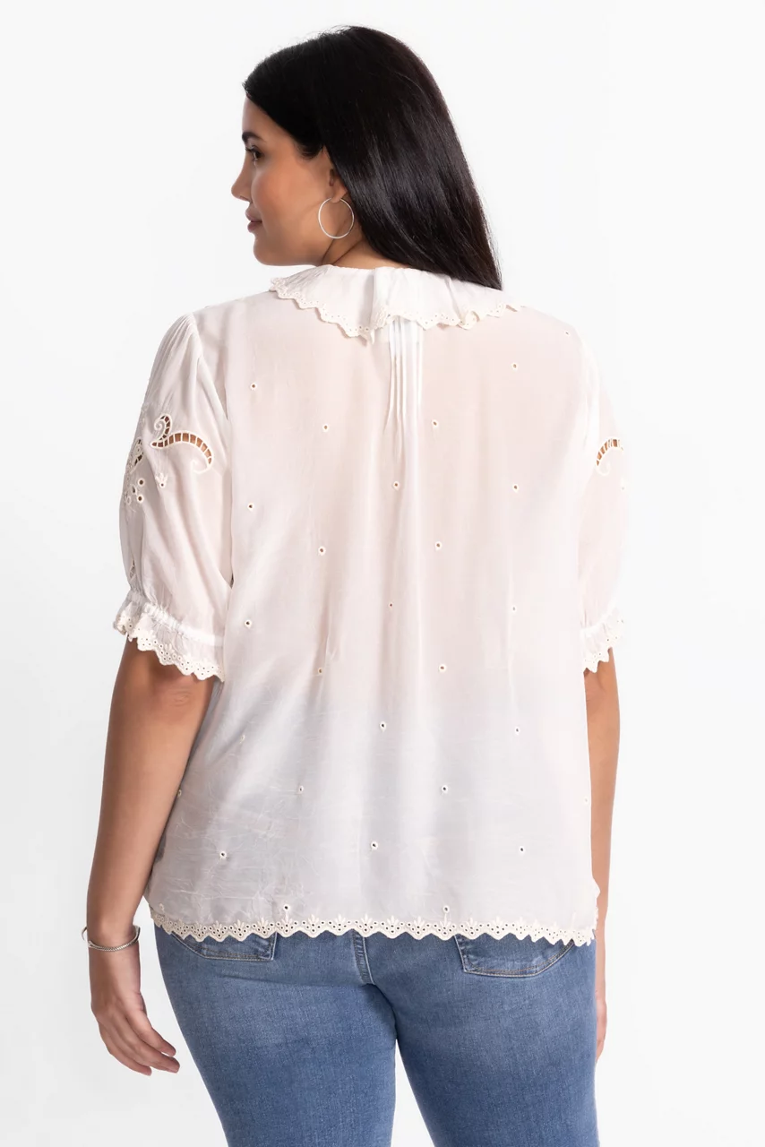 Johnny Was ANETTE RUFFLE BLOUSE Natural