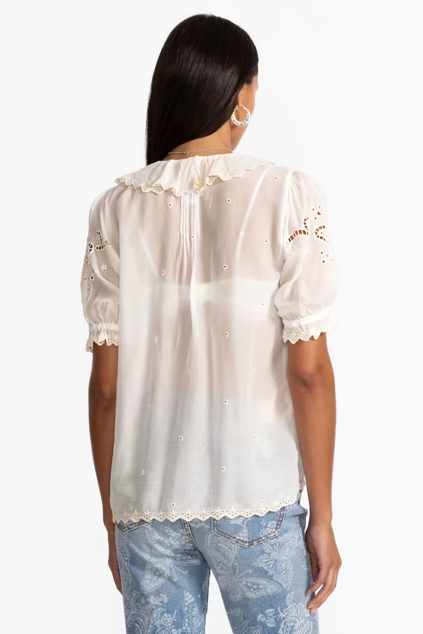 Johnny Was ANETTE RUFFLE BLOUSE Natural